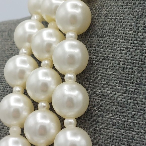 Faux Pearl Long Necklace Single Strand Small Faux Pearl Separator Beads 56" W Cl - Picture 5 of 7